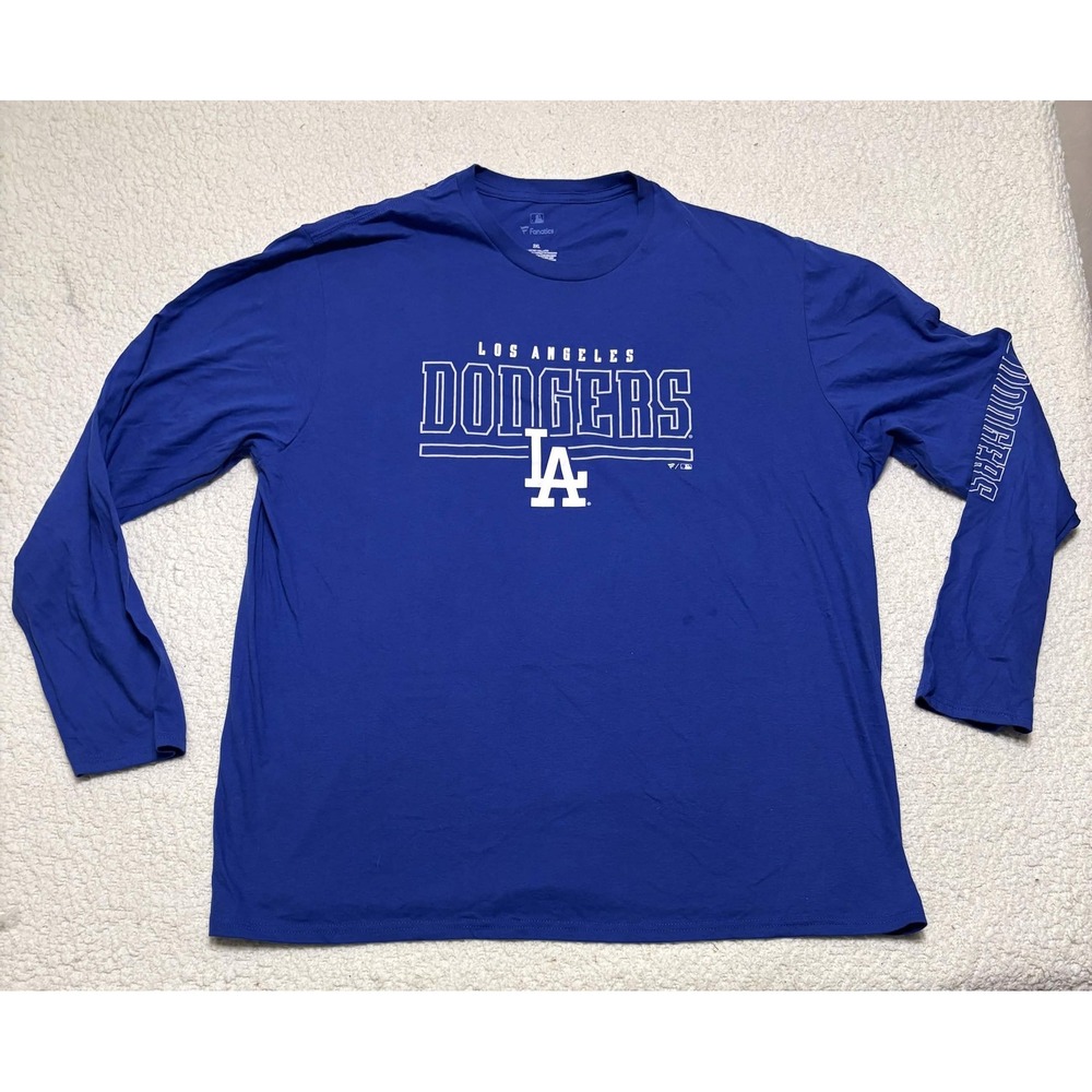 Fanatics Mens Los Angeles Dodgers Long Sleeve Graphic Tee Shirt Blue 3XL